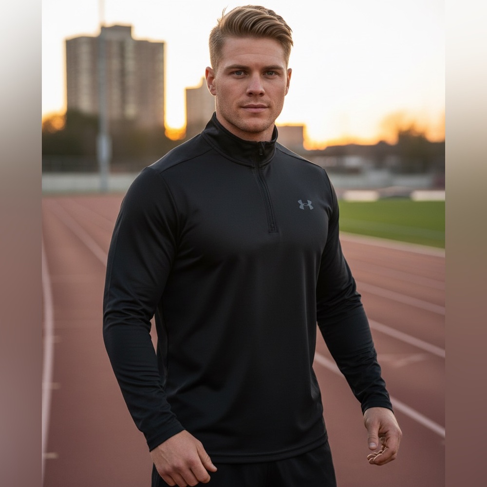 Under Armour Men's Black Performance Quarter Zip Jacket Lightweight